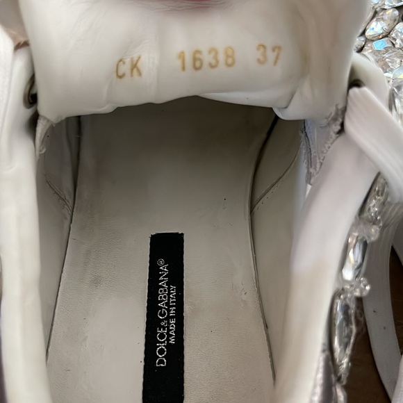 Dolce & Gabbana Portofino Crystal Embellished Leather Sneakers - Picture 13 of 16